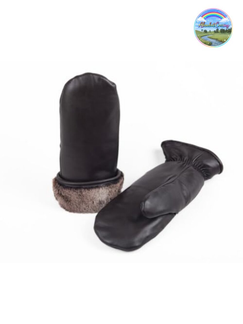 Shearling Lined Leather Mittens, Waterproof Winter Gloves for Men & Women